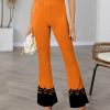 Women * | Outlet Izuria Orange & Black Jack-O'-Lanterns High-Waist Flare Pants Women