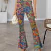 Women * | Cheapest Izuria Blue & Yellow Paisley Elastic-Waist Flare Pants Women