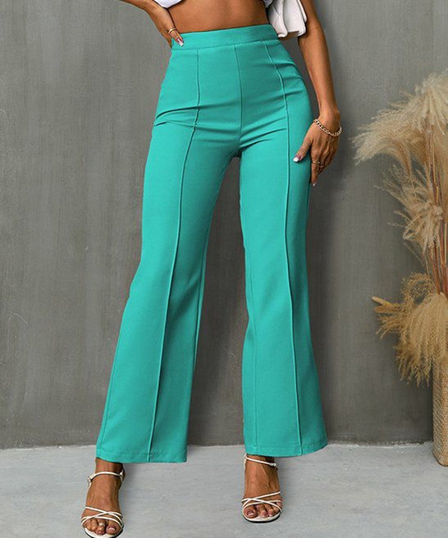 Women * | Best Sale Izuria Turquoise Elastic-Waist Straight-Leg Pants Women & Plus