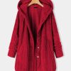 Women * | Cheap Izuria Red Cable-Knit Hooded Button-Up Jacket Women