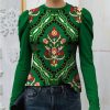 Women * | New Izuria Green & Red Floral Mutton-Sleeve Top Women & Plus