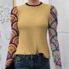 Womens Plus * | Cheap Izuria Yellow & Purple Mandala Puff-Sleeve Top Plus