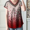 Women * | Outlet Izuria Red & Pink Heart Mesh-Accent V-Neck Top Plus