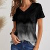 Women * | Best Deal Izuria Black & Gray Ombre V-Neck Tee Women & Plus