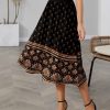 Women * | Discount Izuria Black & Brown Floral Midi Skirt Women