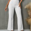 Women * | New Izuria White Elastic-Waist Straight-Leg Pants Women