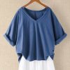 Womens Plus * | Top 10 Izuria Blue Short-Sleeve V-Neck Top Women