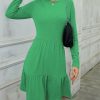 Womens Plus * | Coupon Izuria Green Ruffle-Accent Long-Sleeve A-Line Dress Women