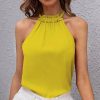 Womens Plus * | Best Reviews Of Izuria Yellow Ruffle-Accent Halter Top Women