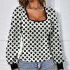 Other * | New Izuria White & Black Polka Dot Bishop-Sleeve Square Neck Top Women