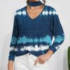 Womens Plus * | Best Sale Izuria Blue & Lake Blue Tie-Dye Button-Accent Tunic Women