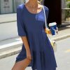 Women * | Cheap Izuria Blue Heather Scoop Neck Tiered Ruffle-Hem A-Line Dress Women