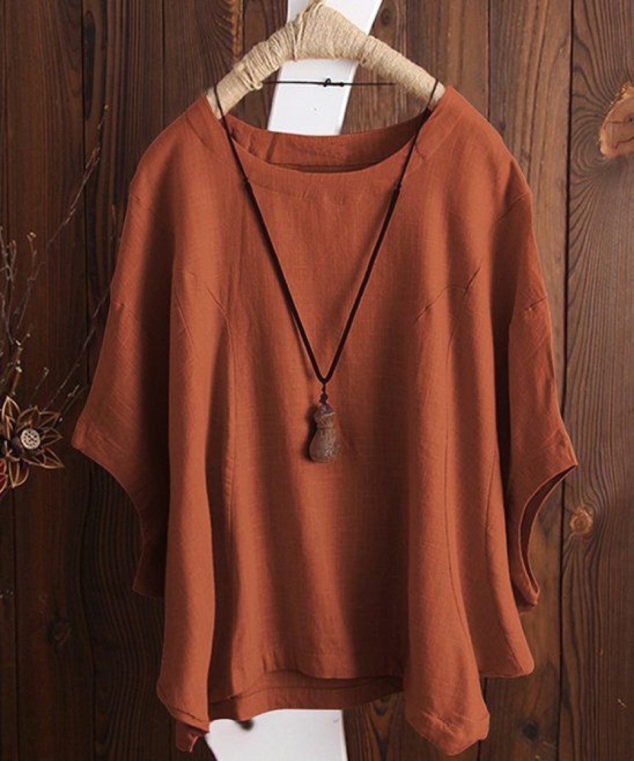 Women * | Best Sale Izuria Rust Drop-Shoulder Dolman Top Women & Plus