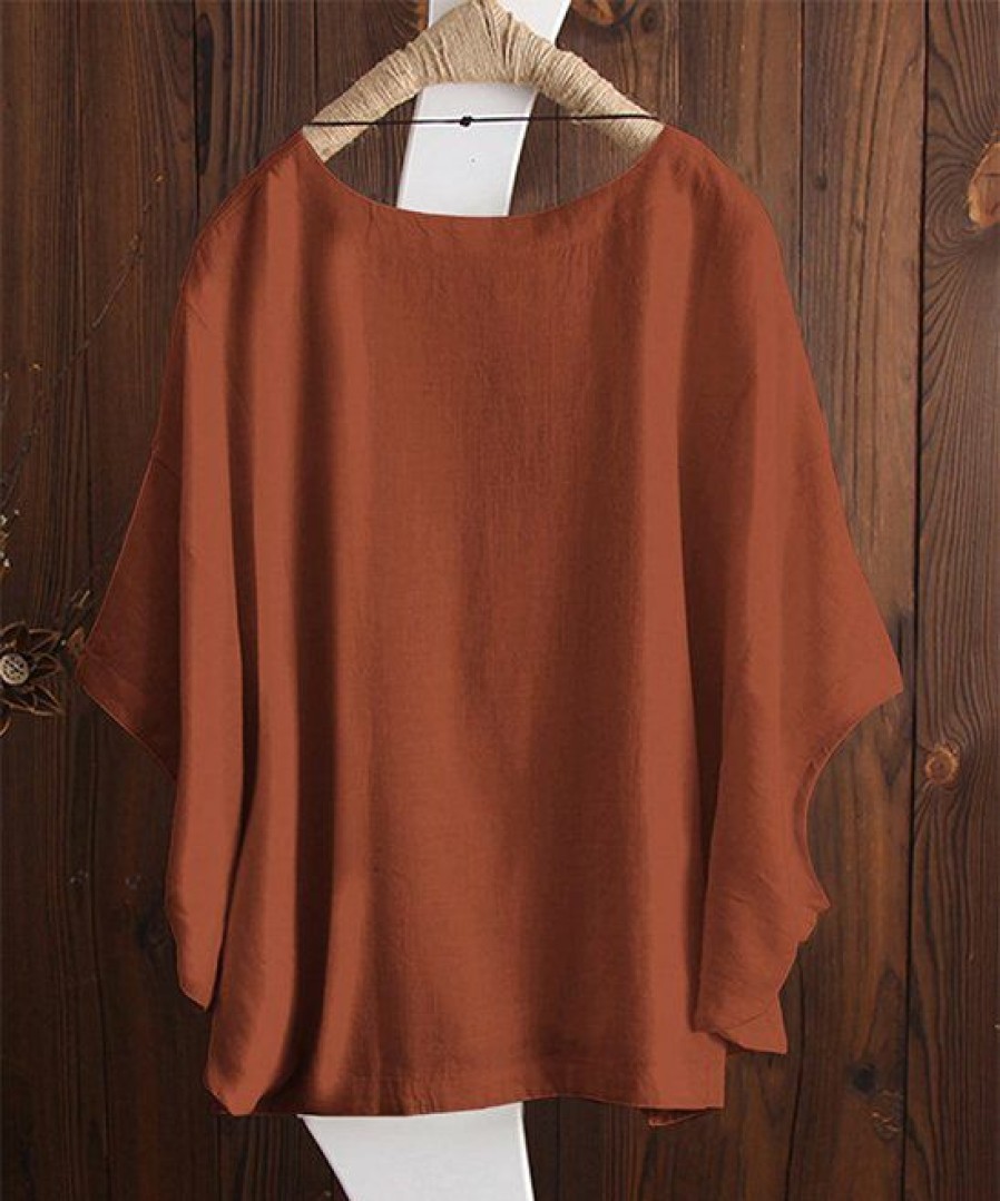 Women * | Best Sale Izuria Rust Drop-Shoulder Dolman Top Women & Plus