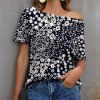 Womens Plus * | Best Reviews Of Izuria Navy & White Floral Boatneck Tee Women