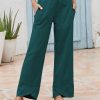 Women * | Flash Sale Izuria Dark Cyan Pocket Tulip-Hem Straight-Leg Pants Plus