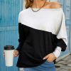 Womens Plus * | Budget Izuria Black & White Color Block Dolman-Sleeve Waffle-Knit Boatneck Top Women