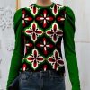 Womens Plus * | Wholesale Izuria Green & Red Medallion Floral Crewneck Puff-Sleeve Top Women