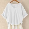 Womens Plus * | Buy Izuria White Short-Sleeve V-Neck Top Women