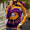 Womens Plus * | Best Pirce Izuria Orange & Purple Tie-Dye Swirl Skull Long-Sleeve Turtleneck Women