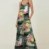 Womens Plus * | Coupon Izuria Green & Khaki Camo Floral Sleeveless Maxi Dress Plus