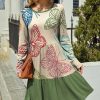 Women * | Best Pirce Izuria Apricot & Green Butterfly Waffle-Knit Drop-Waist Dress Women