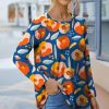 Womens Plus * | Hot Sale Izuria Blue & Orange Floral Crewneck Top Women