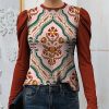 Womens Plus * | Top 10 Izuria Red & Pink Floral Puff-Sleeve Crewneck Top Plus