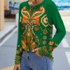 Womens Plus * | Cheapest Izuria Green & Orange Arabesque Long-Sleeve Raglan Top Women