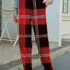 Women * | Discount Izuria Red & White Plaid Pocket Joggers Women