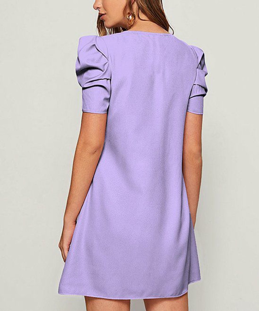 Womens Plus * | Coupon Izuria Lavender Floral Puff-Sleeve Shift Dress Plus