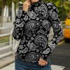 Womens Plus * | Best Pirce Izuria Black & White Paisley Long-Sleeve Turtleneck Women