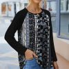 Womens Plus * | Discount Izuria Blue & Gray Paisley Color Block Raglan Tunic Plus