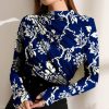 Women * | New Izuria Blue & White Floral Ruched-Front Long-Sleeve Top Women & Plus