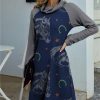 Women * | Promo Izuria Blue & Gray Horse Head Waffle-Knit Cowl Neck A-Line Dress Women