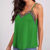 Womens Plus * | Budget Izuria Green Embroidered Ribbon-Trim V-Neck Camisole Women