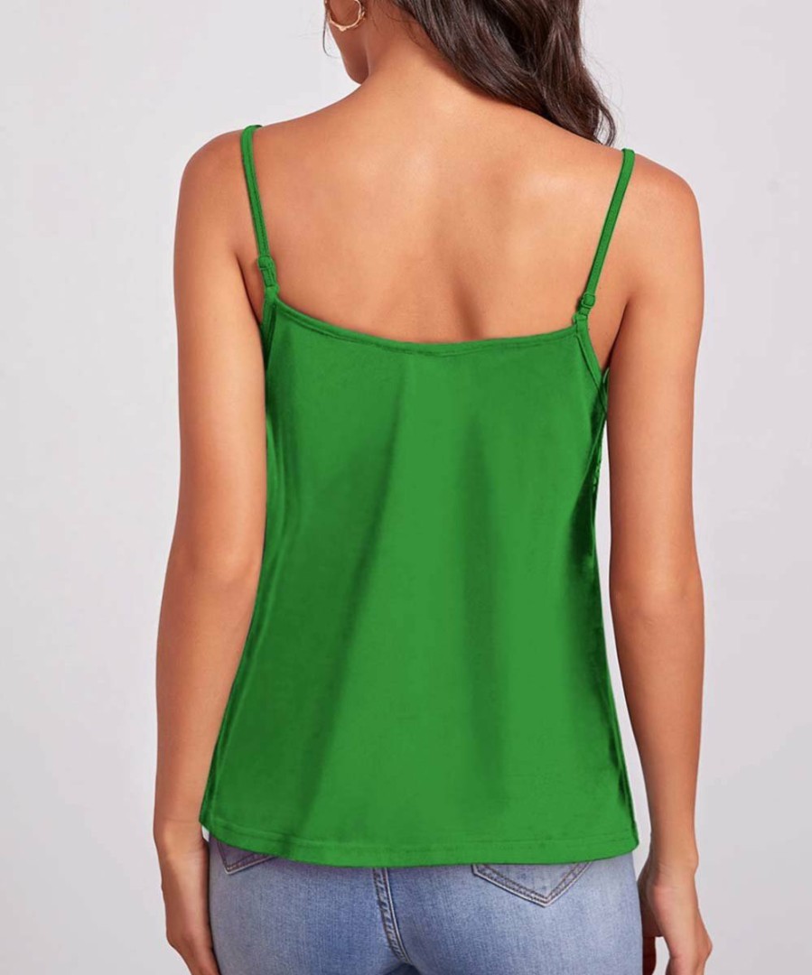 Womens Plus * | Budget Izuria Green Embroidered Ribbon-Trim V-Neck Camisole Women