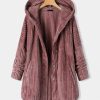 Women * | Cheapest Izuria Pink Cable-Knit Hooded Pocket Button-Up Jacket Women & Plus