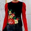 Womens Plus * | Best Deal Izuria Black & Red Floral Crewneck Puff-Sleeve Top Plus