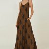 Women * | Cheap Izuria Brown & Black Paisley Sleeveless Maxi Dress Women