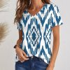 Womens Plus * | Promo Izuria White & Blue Abstract Geometric V-Neck Tee Women